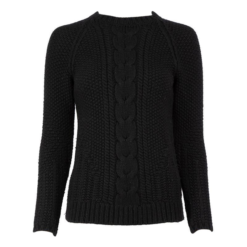 The Row Black Cable Knit Wool Jumper Size XS For Sale