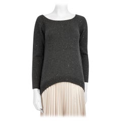Used Brunello Cucinelli Grey Cashmere Sequinned Jumper Size S