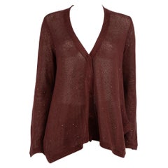 Used Brunello Cucinelli Burgundy Sequin Knit Cardigan Size S