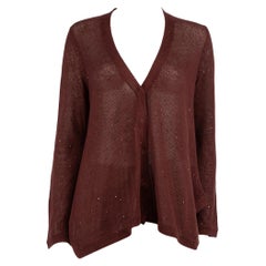 Brunello Cucinelli Burgundy Sequin Knit Cardigan Size S