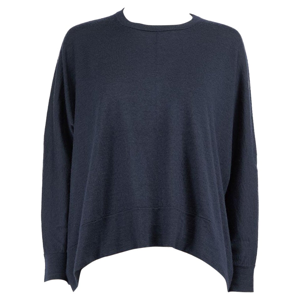 Brunello Cucinelli Navy Cashmere Long Sleeve Top Size M For Sale