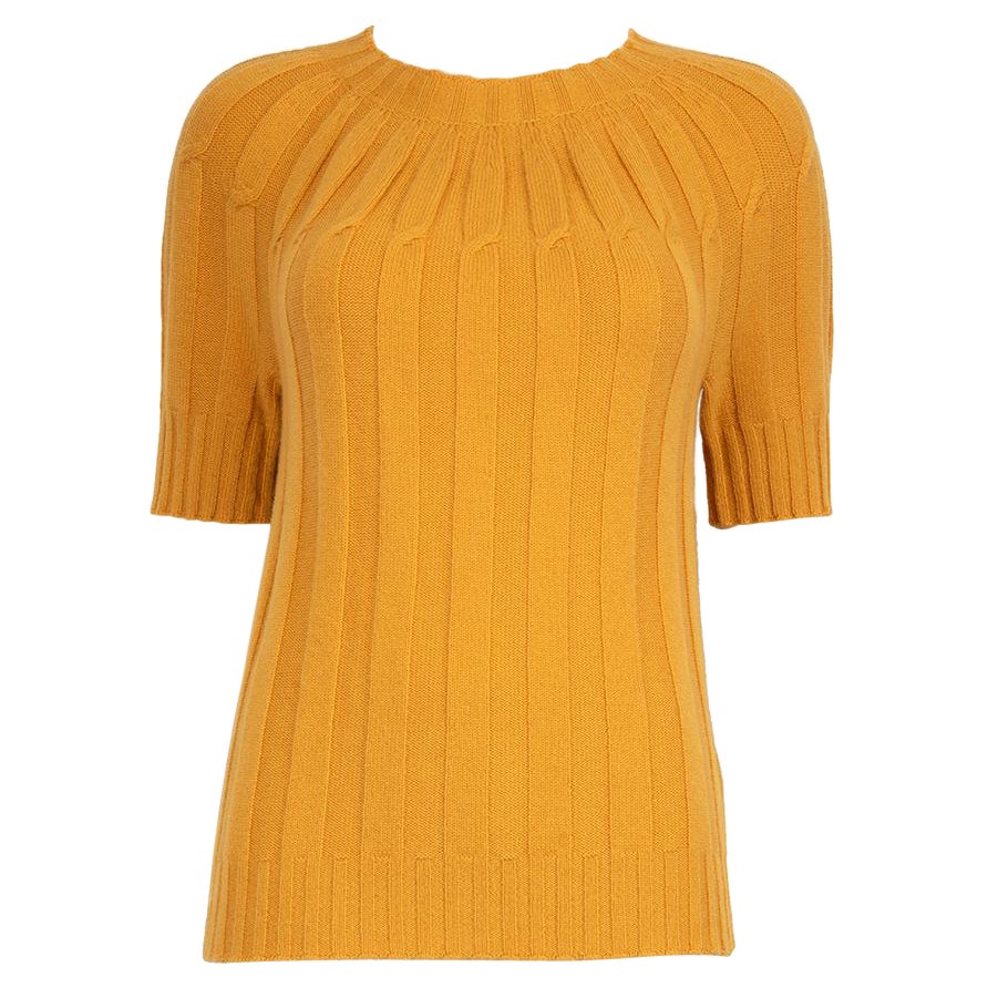 Bottega Veneta Yellow Cashmere Cable Knit Top Size S For Sale