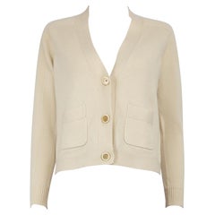 Chloé Ecru Cashmere Knit Buttoned Cardigan Size XS