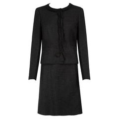 Prada Black Bow Detail Matching Jacket & Skirt Set Size L