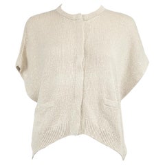 Used Brunello Cucinelli Ecru Knit Sequinned Cardigan Size M