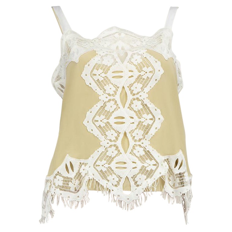 Chloé Green Silk Lace Trimmed Crop Top Set Size L For Sale