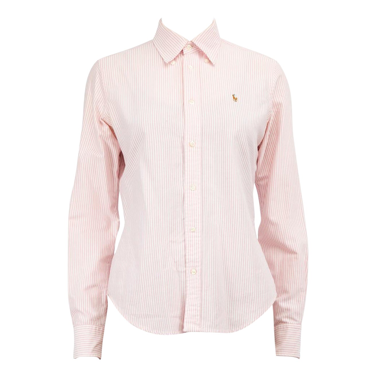 Ralph Lauren Pink Striped Long Sleeves Shirt Size M For Sale