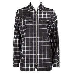 Hermès Black Checkered Zipped Long Sleeve Shirt Size S