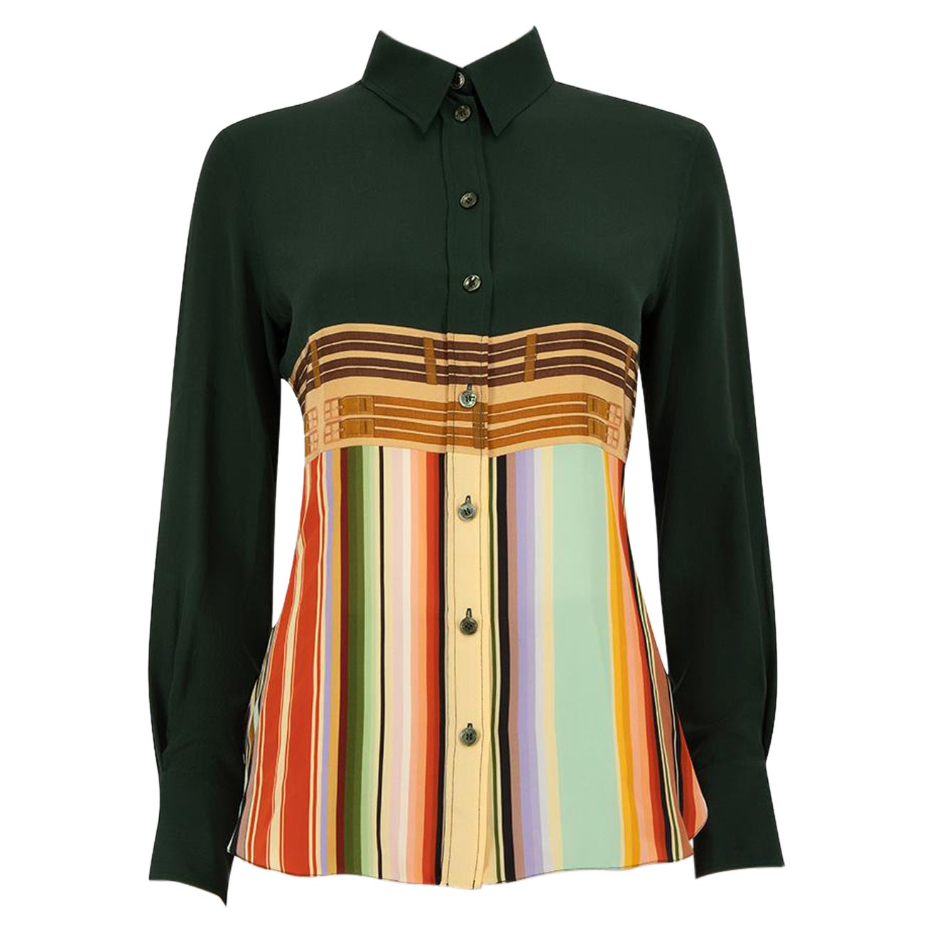 Hermès Striped Silk Long Sleeves Shirt Size S For Sale