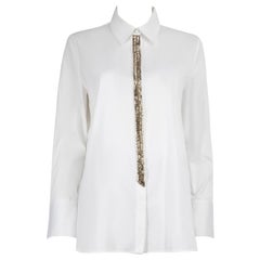 Adam Lippes White Crystal Embellished Shirt Size L