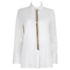 Adam Lippes Camisa Blanca Adornada con Cristales Talla L