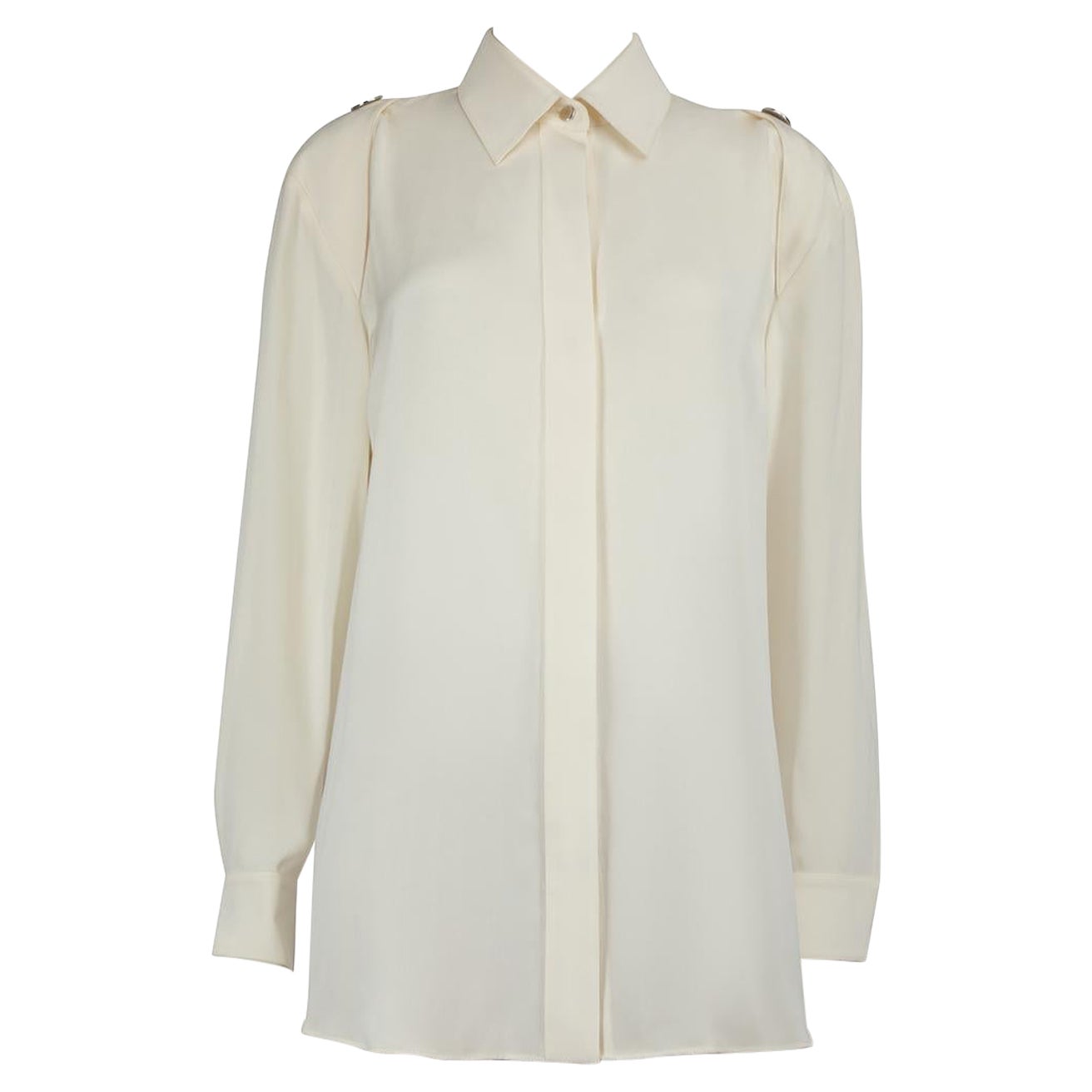 Alexander Wang White Silk Buttoned Collar Shirt Size S For Sale