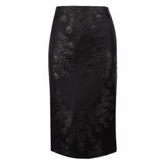 Giambattista Valli Black Metallic Jacquard Skirt Size M