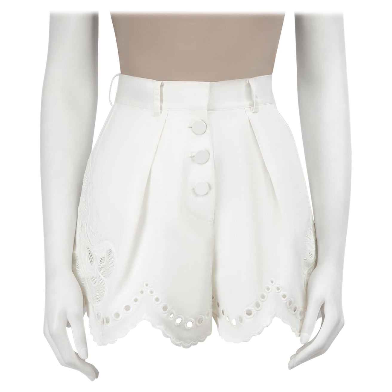 Self-Portrait White Lace Scallop Trim Shorts Size XS For Sale