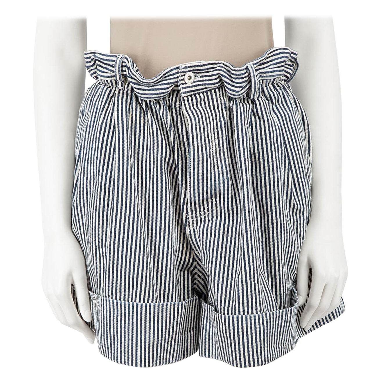 Miu Miu 2019 Navy Striped Shorts Size XXL For Sale