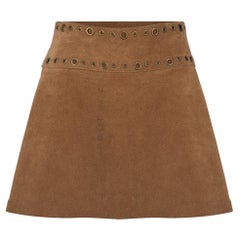 Dolce & Gabbana Vintage Brown Suede Eyelet Skirt Size S