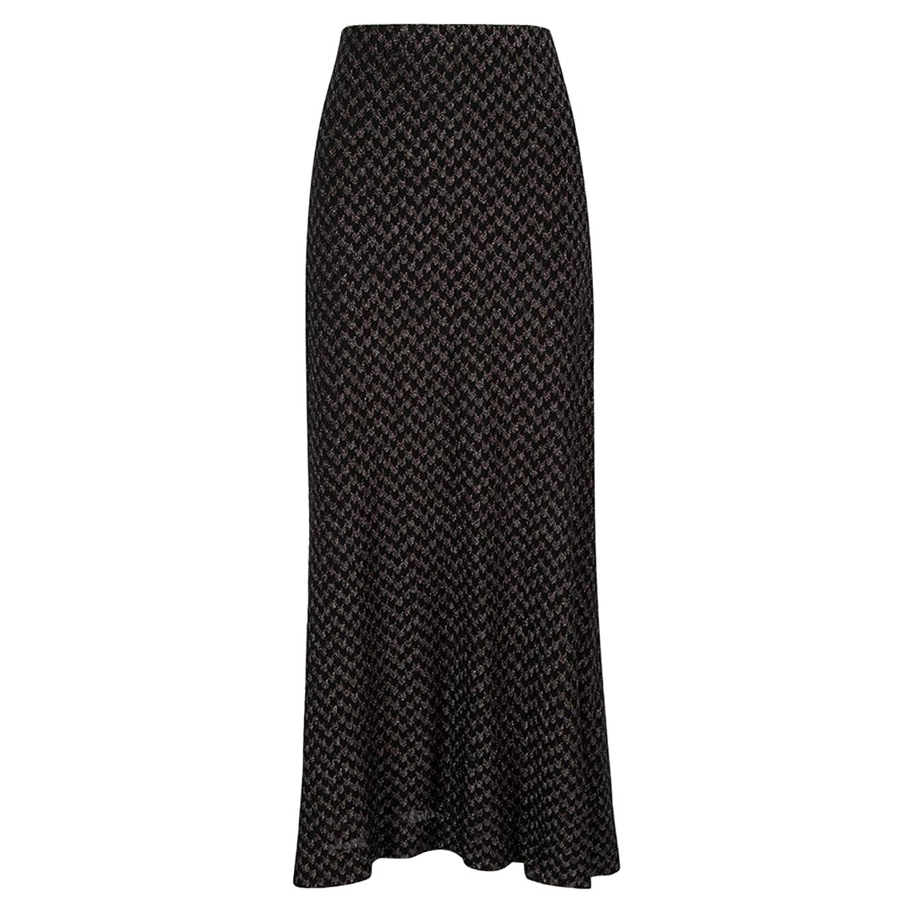 Missoni Black Metallic Knit Midi Skirt Size XL For Sale