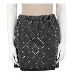 Miu Miu 2019 Grey Denim Embellished Mini Skirt Size S