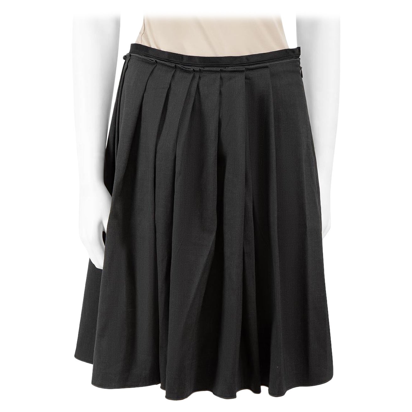 Jil Sander Jil Sander Navy Black Wool Pleated Skirt Size S For Sale