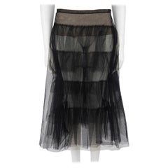 Simone Rocha Black Tiered Tulle Mesh Midi Skirt Size L