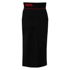 Fendi Black Contrast Stitch Midi Skirt Size L