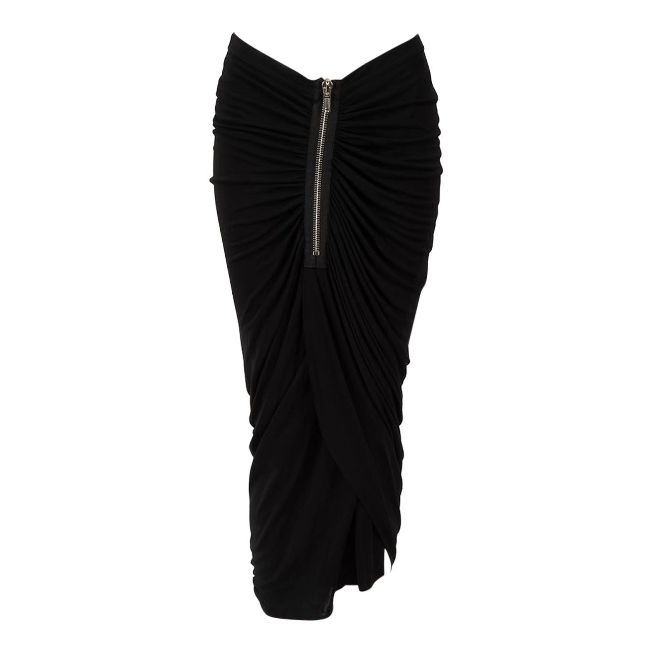 Givenchy Black Ruched Zip Detail Midi Skirt Size L For Sale