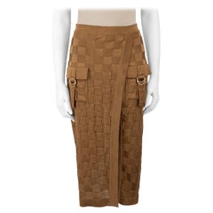 Balmain Brown Woven Pattern Pocket Detail Rock Größe M