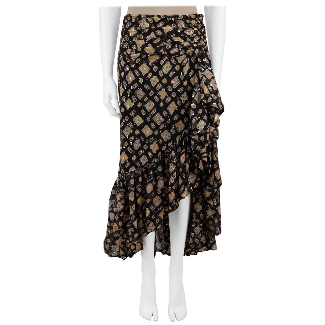 Ulla Johnson Abstract Pattern Silk Midi Skirt Size XS For Sale