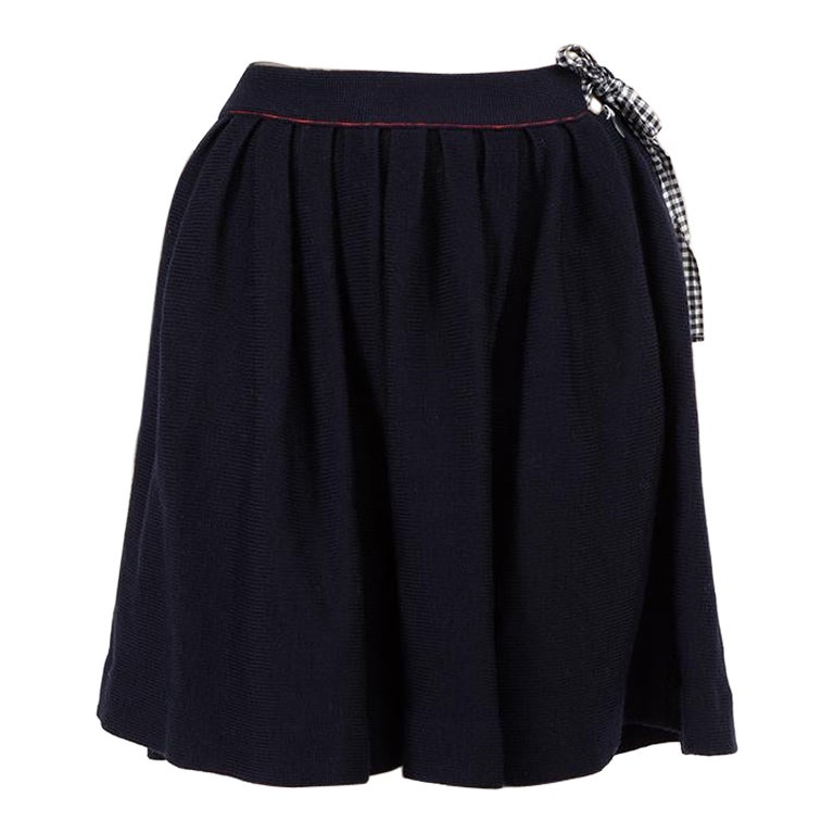 Miu Miu Navy Wool Mini Pleated Skirt Size XS For Sale