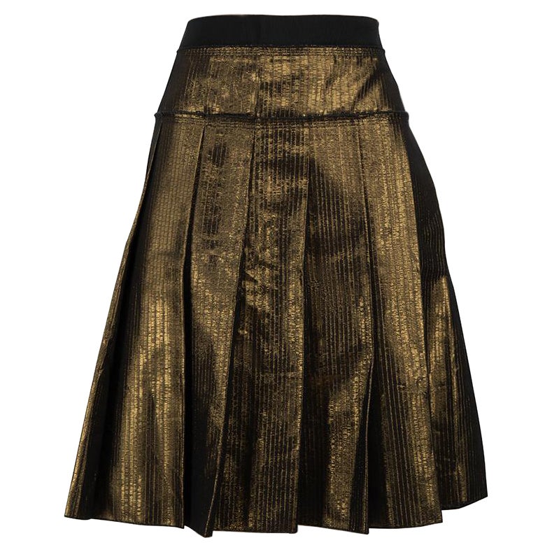 Dolce & Gabbana Gold Pleated Mini Skirt Size M For Sale