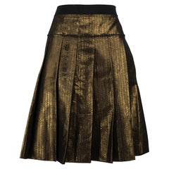Dolce & Gabbana Gold Pleated Mini Skirt Size M