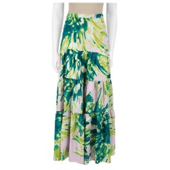 Roberto Cavalli Just Cavalli Tropical Print Silk Maxi Skirt Size XS