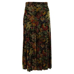 Sandro Floral Print Velvet Pleated Midi Skirt Size M