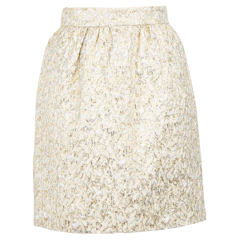 Dolce & Gabbana Gold Metallic Accent Mini Skirt Size S For Sale