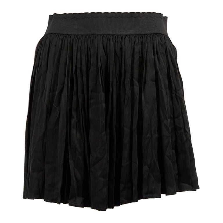 Dolce & Gabbana Black Silk Gathered Mini Skirt Size S For Sale