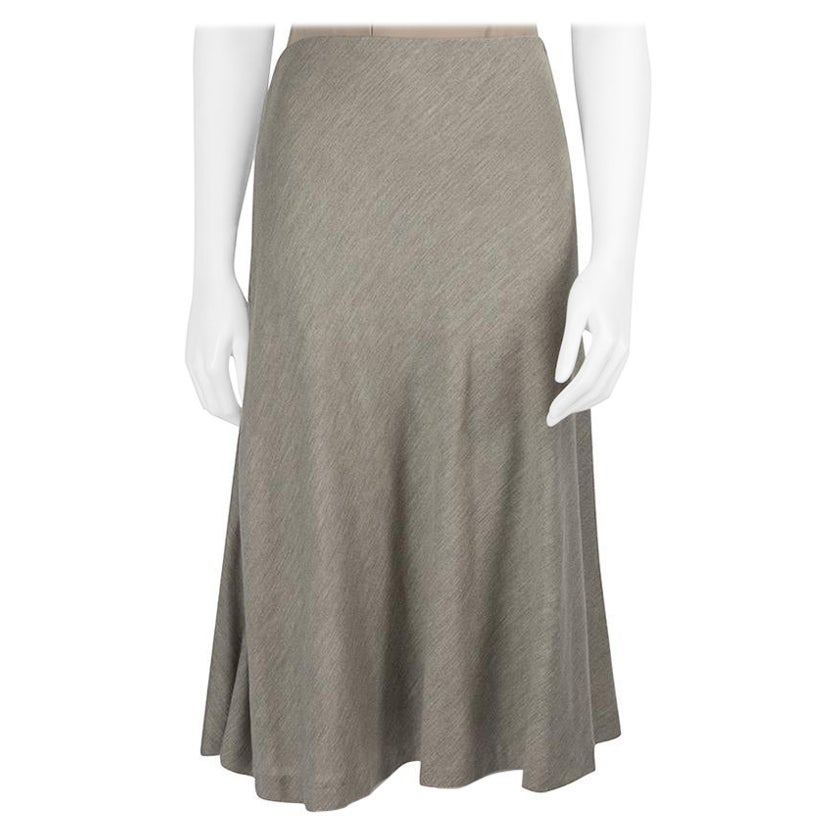 Ralph Lauren Grey Silk A-Line Knee Length Skirt Size S For Sale