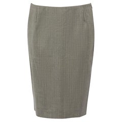 Alexander McQueen Grey Wool Striped Pencil Skirt Size L