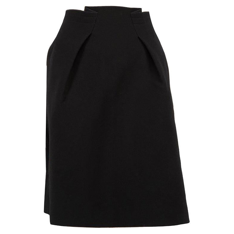 Roland Mouret Black Wool Gathered Zipped Skirt Size 4XL For Sale