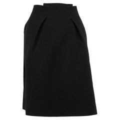 Roland Mouret Black Wool Gathered Zipped Skirt Size 4XL