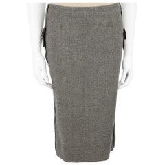 Alexander McQueen Grey Wool Buckle Knee Skirt Size XS