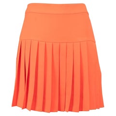 Alexander McQueen Neon Orange Pleated Mini Skirt Size S