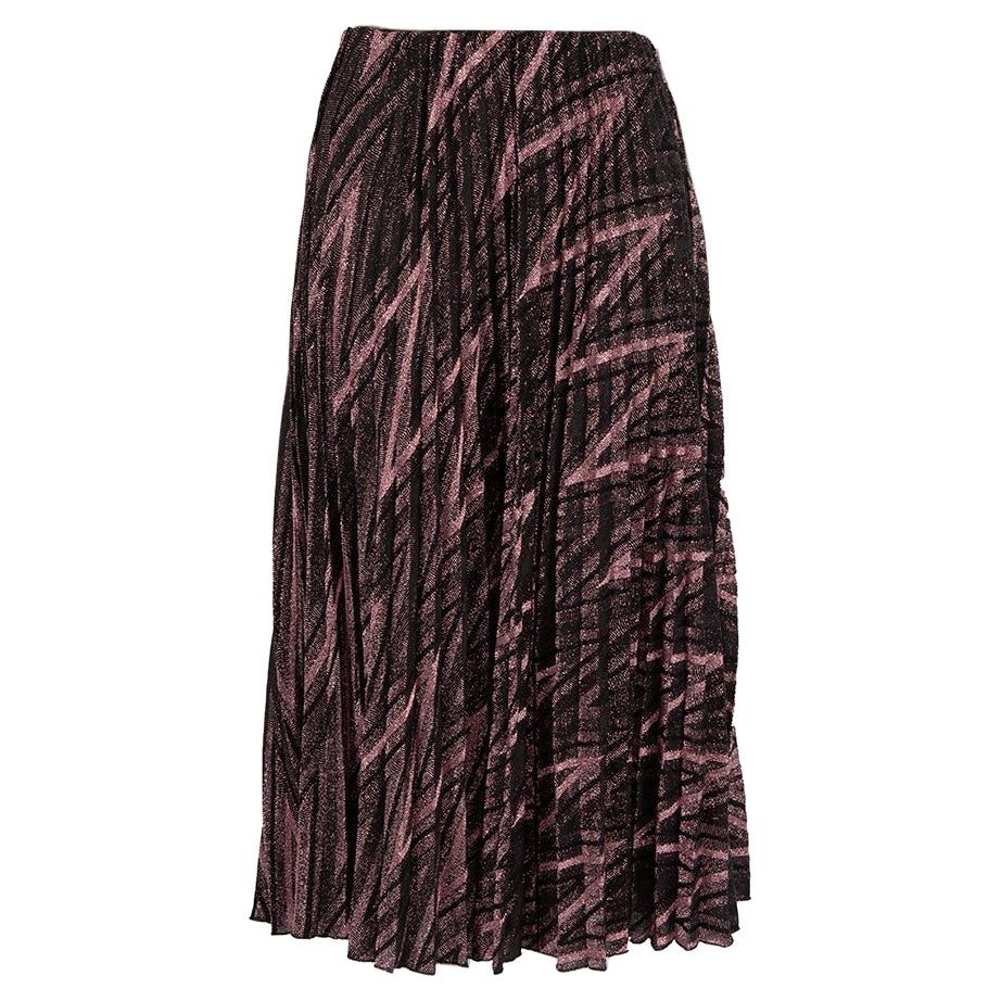 Missoni M by Missoni Glitter Zigzag Pleated Midi Skirt Size S For Sale
