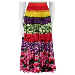 Mary Katrantzou Floral Print Pleated Midi Skirt Size XL