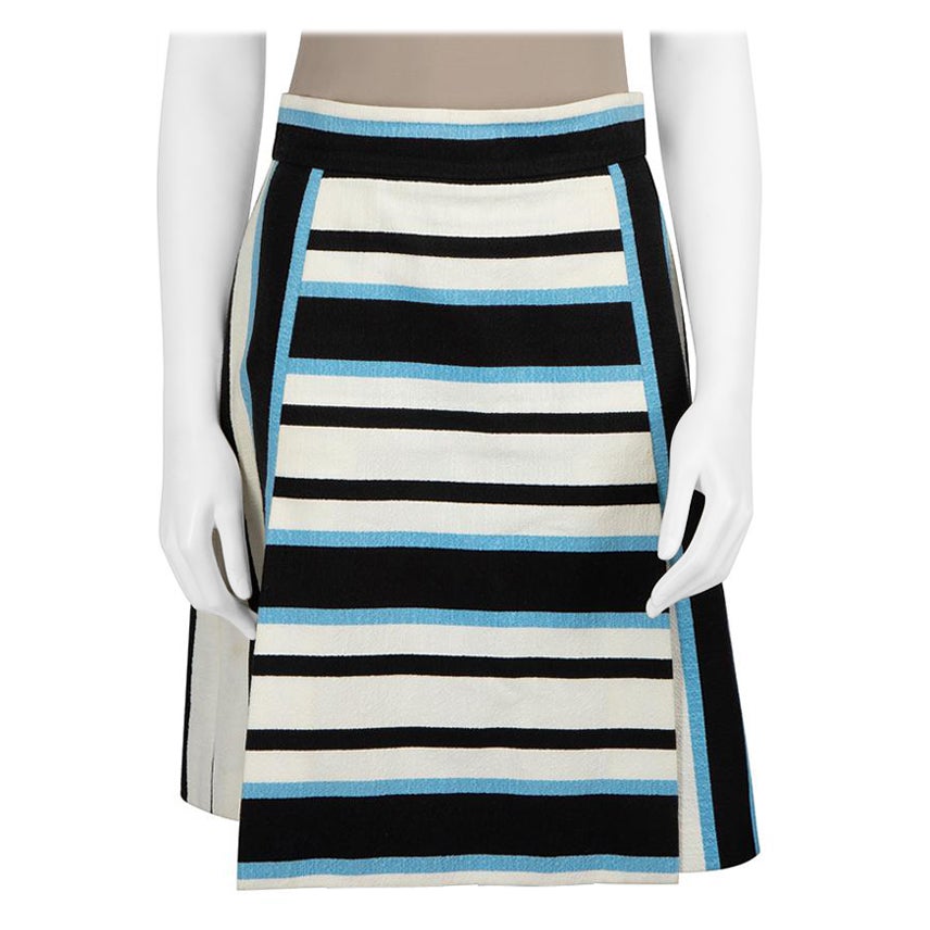 Dolce & Gabbana Blue Striped A-Line Mini Skirt Size M For Sale
