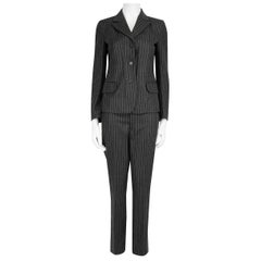 Jil Sander Grey Wool Pinstripe Trousers Suit Size M