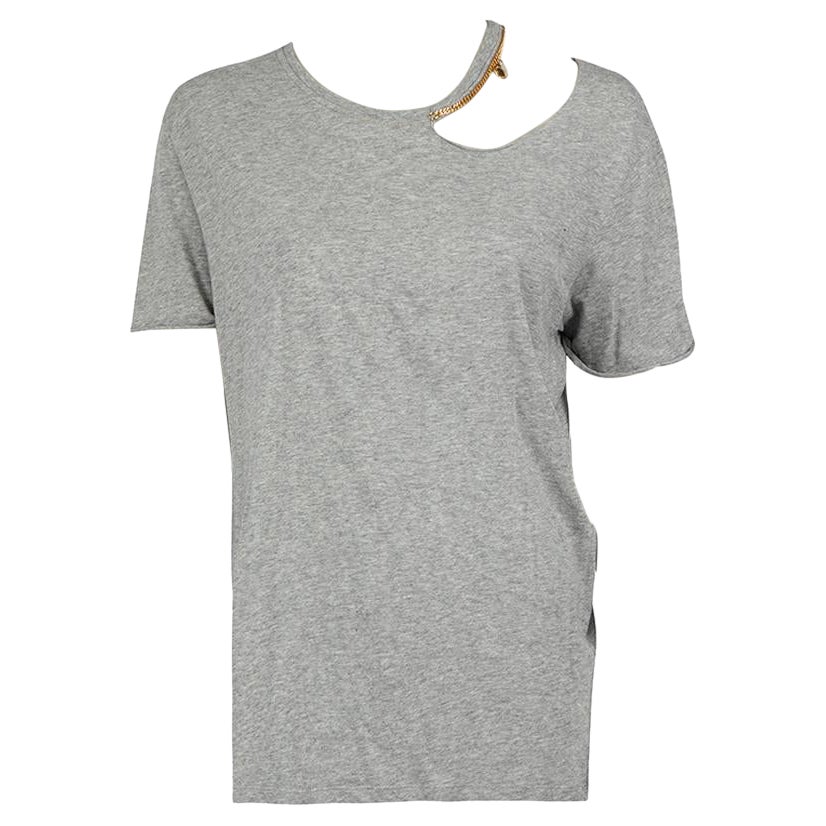 Stella McCartney Grey Distress Falabella T-Shirt Size M For Sale