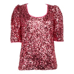 Used Moschino Love Moschino Pink Sequin Short Sleeve Top Size M