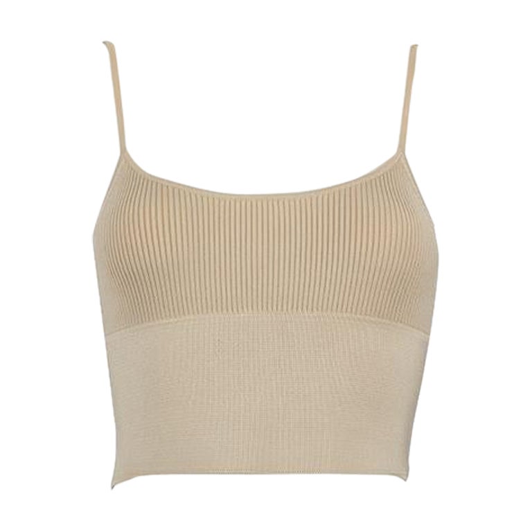 Dion Lee Beige Rib Knitted Crop Top Size XS For Sale