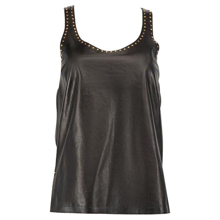 Tom Ford Black Leather Studded Tank Top Size XS For Sale