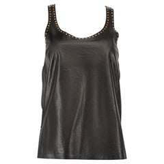Tom Ford Black Leather Studded Tank Top Size XS